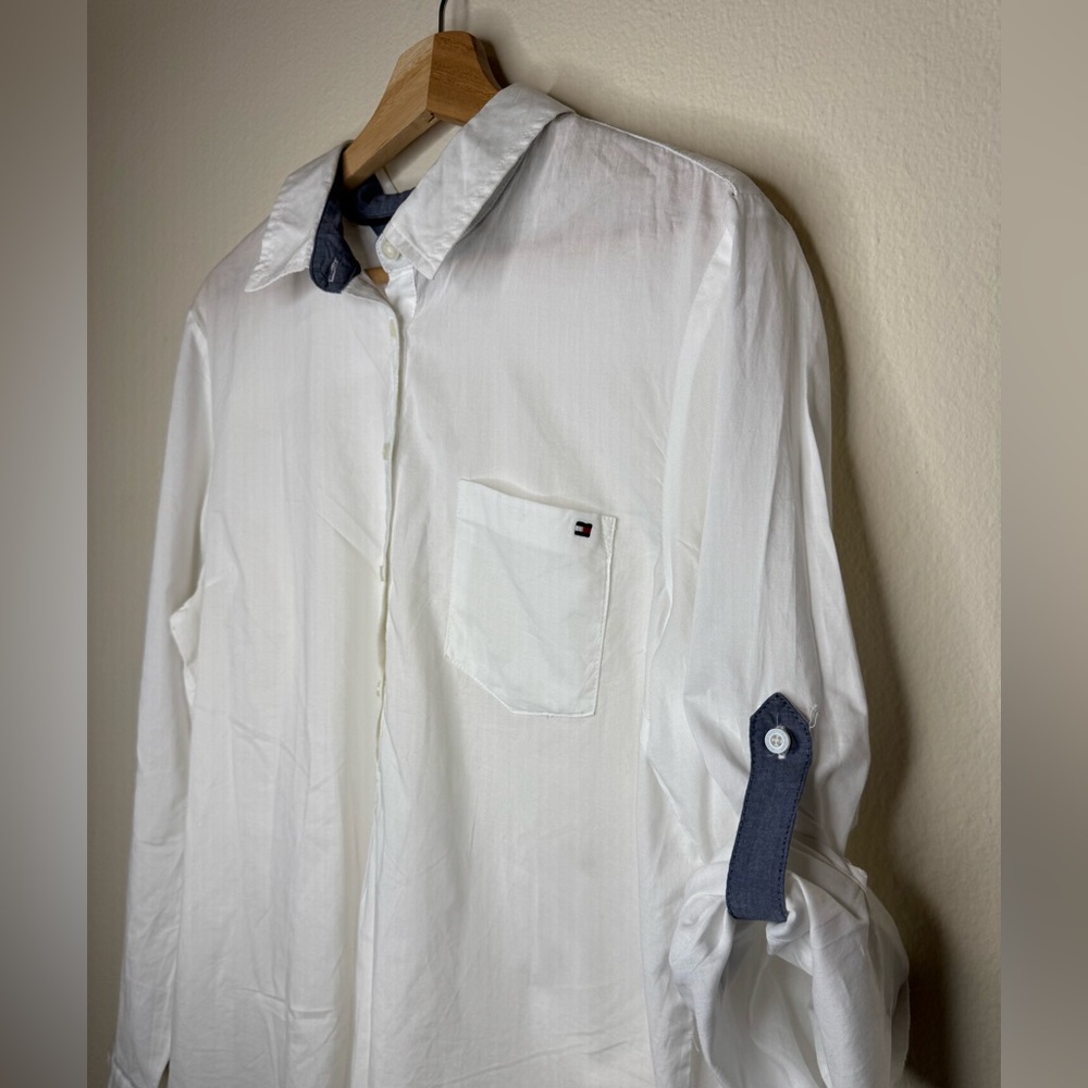 Tommy Hilfiger White Shirt Jacket with Navy Details